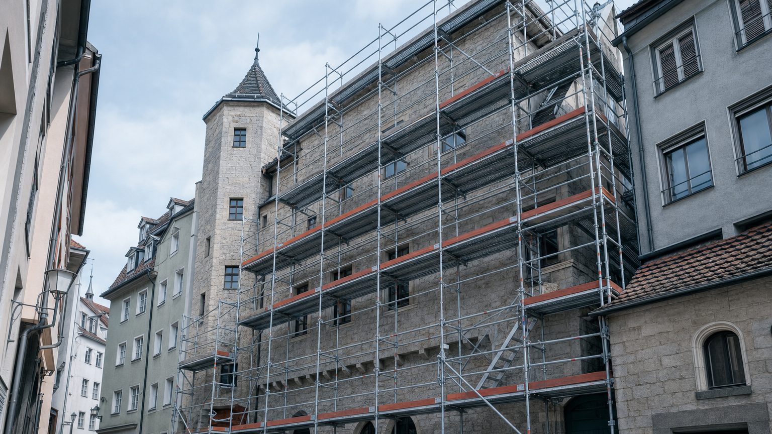 Gerüstbau in Regensburg – eingerüstete Fassade in Oberpfalz