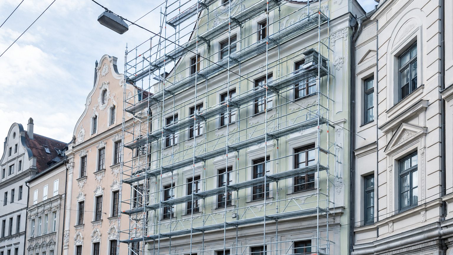 Gerüstbau in Wallerstein – eingerüstete Fassade in Schwaben