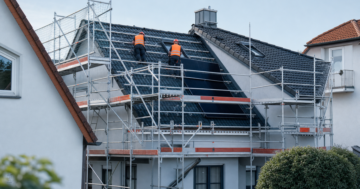 Solarpflicht im Anmarsch: PV-Montage vom Gerüst aus wird zum Standardfall